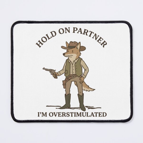 Item preview, Funny Cat Cowboy Hold On Partner I’m Overstimulated T-Shirt – Retro Western Sarcastic Humor designed and sold by DIRTYSKETCHH.