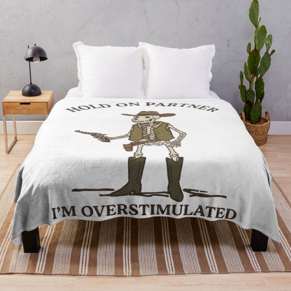 Item preview, Funny Skeleton Cowboy Hold On Partner I’m Overstimulated T-Shirt – Retro Western Sarcastic Humor designed and sold by DIRTYSKETCHH.