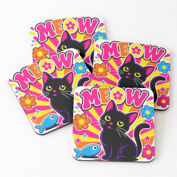 Item preview, Cute Black Cat Meow Pop Art designed and sold by RODEONYAN.