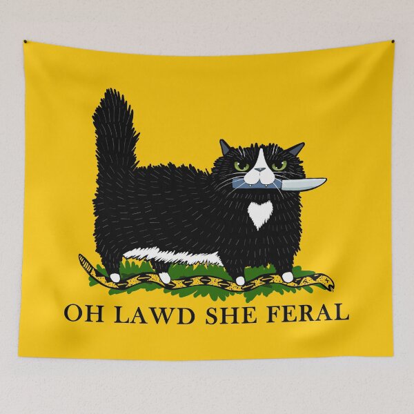 Item preview, Oh Lawd She Feral Tuxedo Cat designed and sold by KilkennyCat Art.
