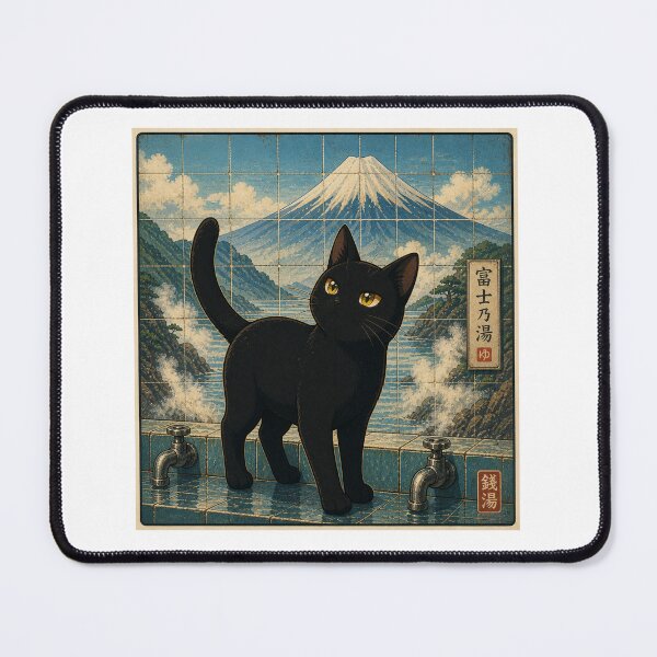 Item preview, Black Cat Japanese Bath Fuji Art designed and sold by RODEONYAN.
