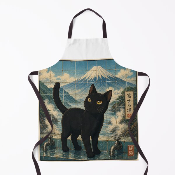 Item preview, Black Cat Japanese Bath Fuji Art designed and sold by RODEONYAN.