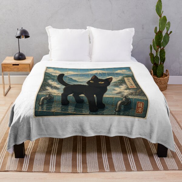 Item preview, Black Cat Japanese Bath Fuji Art designed and sold by RODEONYAN.