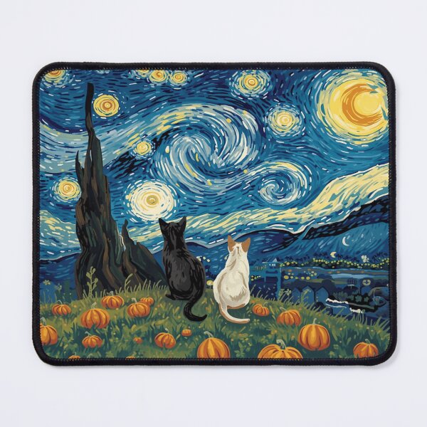 Item preview, Pumpkin Patch cats in Van Gogh's Starry Night Painting designed and sold by EschatonGarden.
