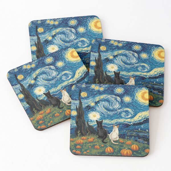 Item preview, Pumpkin Patch cats in Van Gogh's Starry Night Painting designed and sold by EschatonGarden.