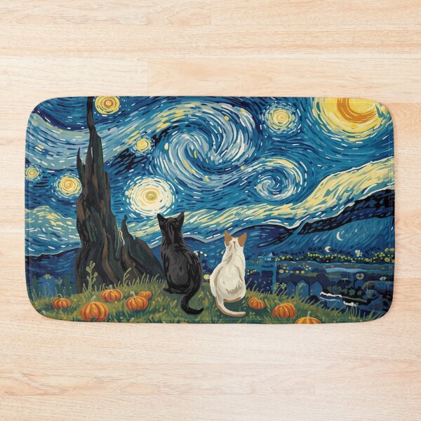 Item preview, Pumpkin Patch cats in Van Gogh's Starry Night Painting designed and sold by EschatonGarden.