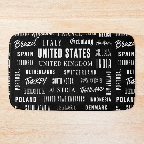Item preview, Global countries typography – monochrome travel pattern designed and sold by BlueBerry45.