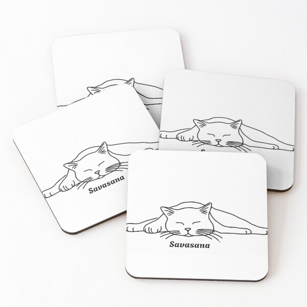 Item preview, Savasana Cat- Funny Yoga Nap Line Art designed and sold by SandyCandyLab.