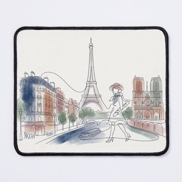 Item preview, Paris Line Art Woman Walking Cityscape designed and sold by PixorStudio.