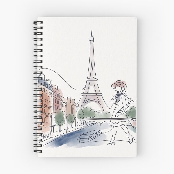 Item preview, Paris Line Art Woman Walking Cityscape designed and sold by PixorStudio.