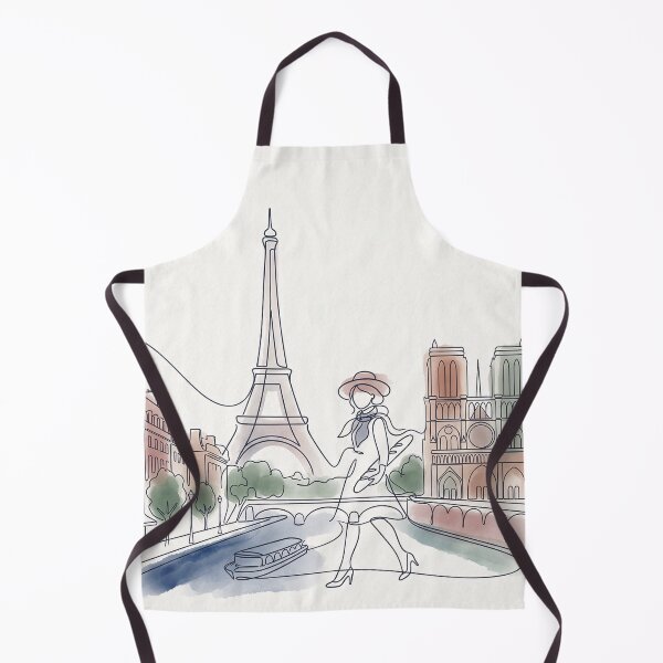 Item preview, Paris Line Art Woman Walking Cityscape designed and sold by PixorStudio.