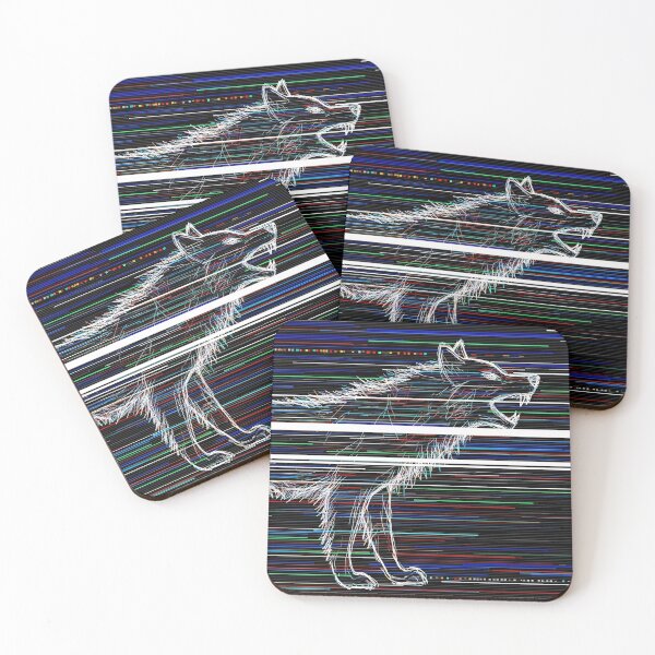 Item preview, Glitch Wolf Line Art Cyberpunk Illustration designed and sold by PixorStudio.