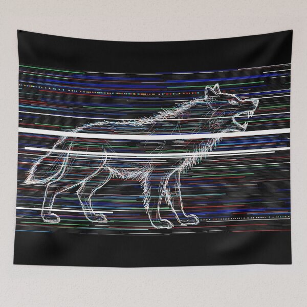 Item preview, Glitch Wolf Line Art Cyberpunk Illustration designed and sold by PixorStudio.
