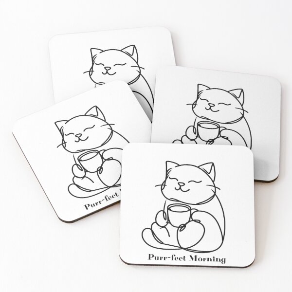 Item preview, Purr-felt Morning - Minimalist Coffe Cat  designed and sold by SandyCandyLab.