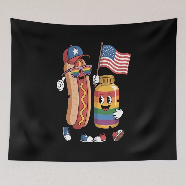 Artikelvorschau, Lustige Hotdog-Motive zum 4. Juli mit patriotischer US-Flagge entworfen und verkauft von fferomananul.