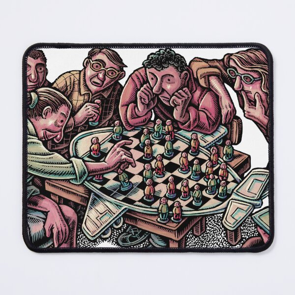 Item preview, people play chess on chess board shaped like airplane, looking for best seats designed and sold by LisaHaney.