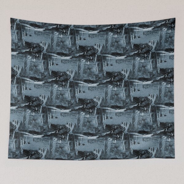 Item preview, Dark Monochromatic Painterly Abstract in Blue designed and sold by Artistestella.