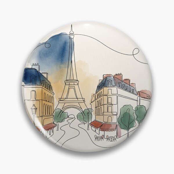 Item preview, Paris Continuous Line Watercolor Cityscape designed and sold by PixorStudio.