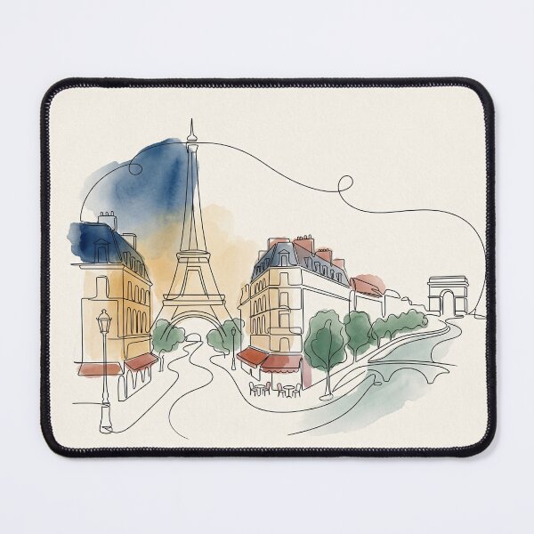 Item preview, Paris Continuous Line Watercolor Cityscape designed and sold by PixorStudio.