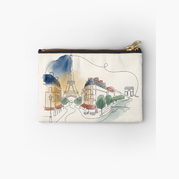 Item preview, Paris Continuous Line Watercolor Cityscape designed and sold by PixorStudio.