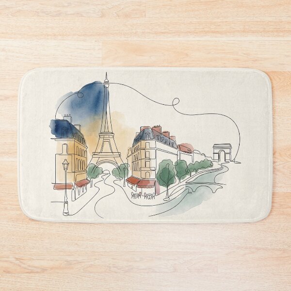 Item preview, Paris Continuous Line Watercolor Cityscape designed and sold by PixorStudio.