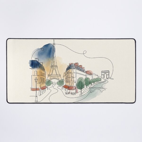 Item preview, Paris Continuous Line Watercolor Cityscape designed and sold by PixorStudio.
