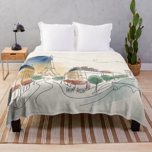 Item preview, Paris Continuous Line Watercolor Cityscape designed and sold by PixorStudio.