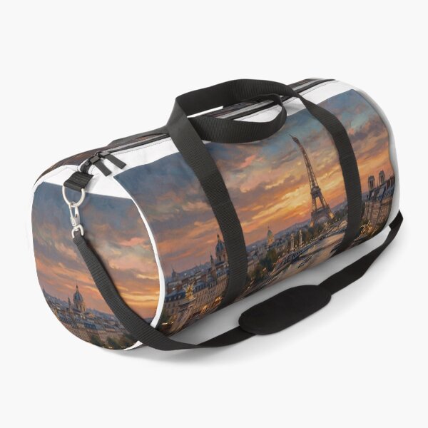 Item preview, Paris Sunset Seine Eiffel Tower Oil Painting designed and sold by PixorStudio.