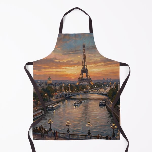 Item preview, Paris Sunset Seine Eiffel Tower Oil Painting designed and sold by PixorStudio.