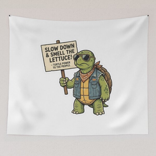 Item preview, Slow Down Smell Lettuce Funny Turtle Protest Art designed and sold by Hafcishop.