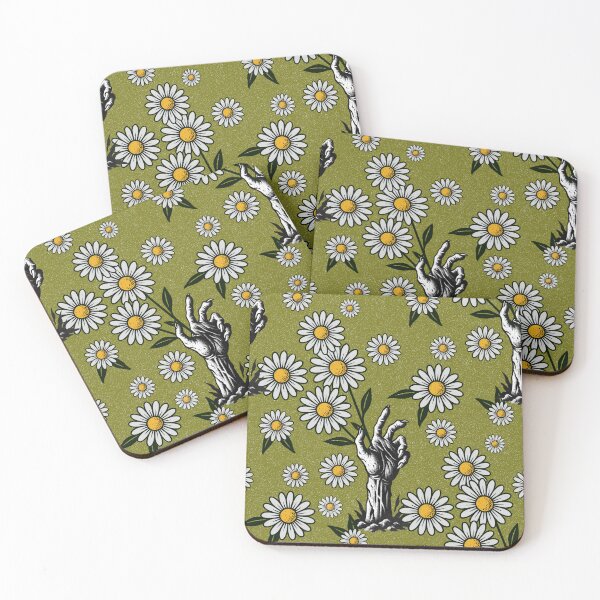 Item preview, Zombie Hands and Daisies Dark Floral Repeat Pattern designed and sold by Veata.