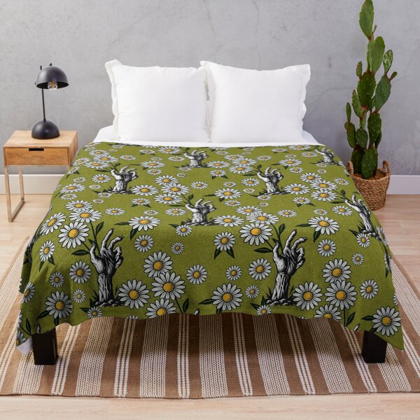 Item preview, Zombie Hands and Daisies Dark Floral Repeat Pattern designed and sold by Veata.