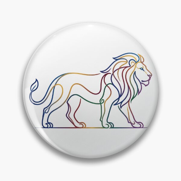 Item preview, Rainbow Line Art Walking Lion Illustration designed and sold by PixorStudio.