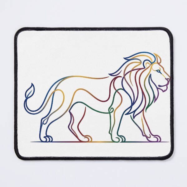 Item preview, Rainbow Line Art Walking Lion Illustration designed and sold by PixorStudio.