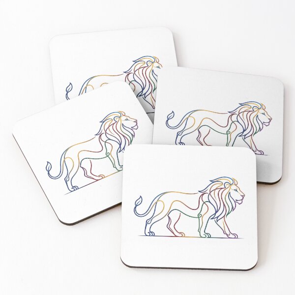 Item preview, Rainbow Line Art Walking Lion Illustration designed and sold by PixorStudio.