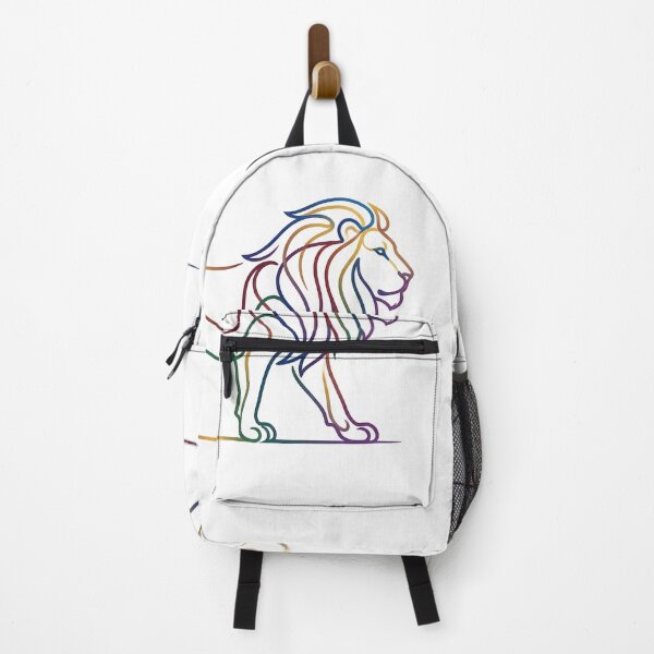 Item preview, Rainbow Line Art Walking Lion Illustration designed and sold by PixorStudio.