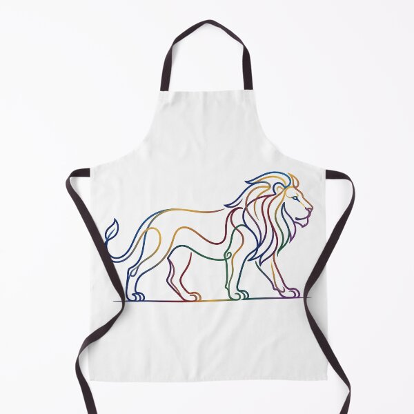 Item preview, Rainbow Line Art Walking Lion Illustration designed and sold by PixorStudio.