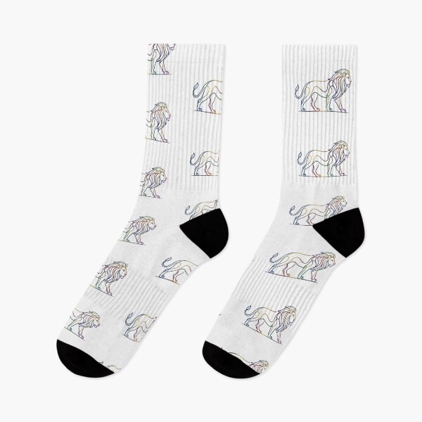 Item preview, Rainbow Line Art Walking Lion Illustration designed and sold by PixorStudio.