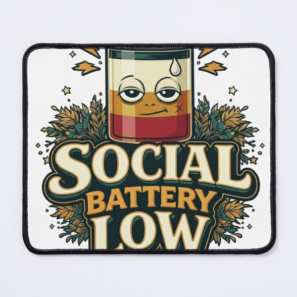 Item preview, Social Battery Low Illustration designed and sold by Northern Glow Art.