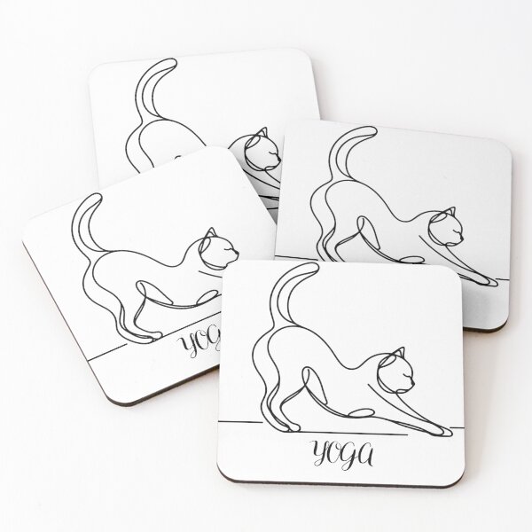 Item preview, Minimalist Yoga Cat Line Art Stretch  designed and sold by SandyCandyLab.