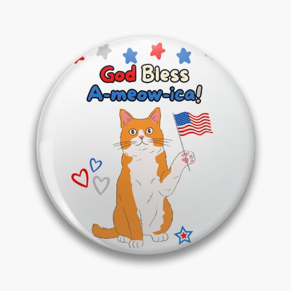 Item preview, 4th of July God Bless A-meow-ica Orange Cat designed and sold by MYCatStuff.