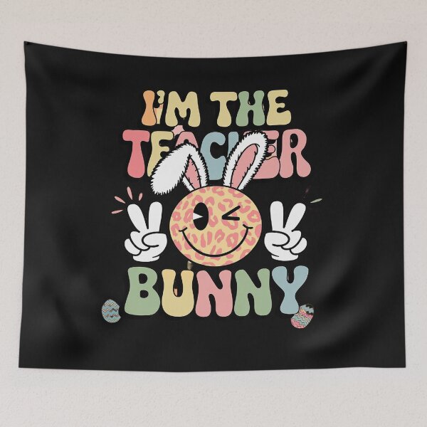 Item preview, Groovy Smile Face I'm The Teacher Bunny Nurse Easter Day designed and sold by Sutvaomom.