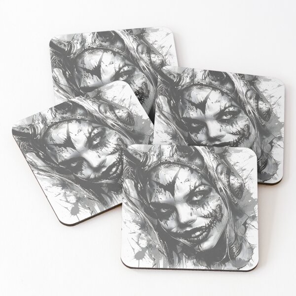 Item preview, Dark Clown Portrait – Gothic Horror Black and White Edgy Aesthetic Art designed and sold by Abbaddon Designs.