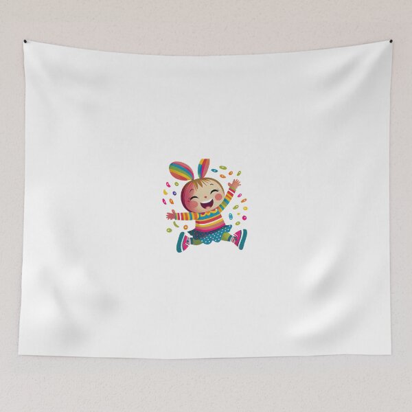 Item preview, Cheerful rabbit girl. Cute cartoon bunny on a white background designed and sold by ArtEventET.
