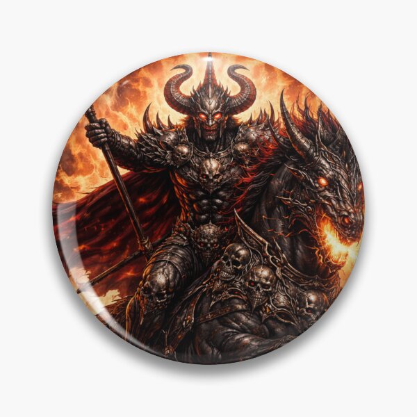 Item preview, Demon Warlord on Hell Horse – Dark Fantasy Fire Warrior Epic Battle Art designed and sold by Abbaddon Designs.