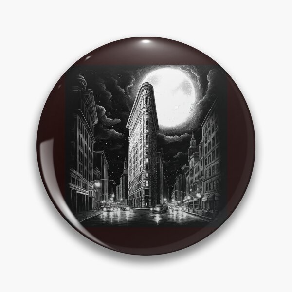 Item preview, Black and White Flatiron Building Cityscape | Moonlit New York Art  designed and sold by inkoutninja.