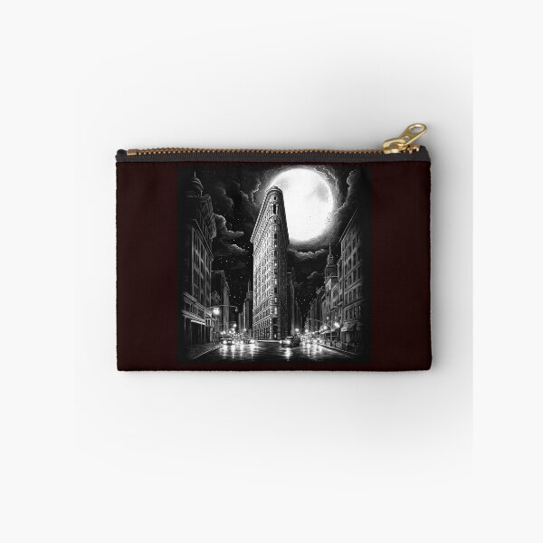 Item preview, Black and White Flatiron Building Cityscape | Moonlit New York Art  designed and sold by inkoutninja.