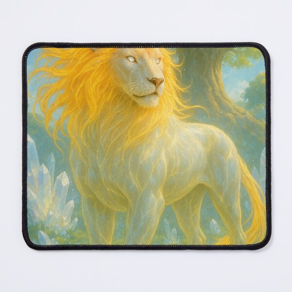 Item preview, Glowing White Lion with Golden Mane | Enchanted Crystal Guardian designed and sold by Joammiyon.
