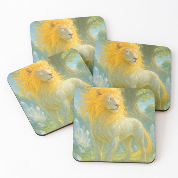 Item preview, Glowing White Lion with Golden Mane | Enchanted Crystal Guardian designed and sold by Joammiyon.
