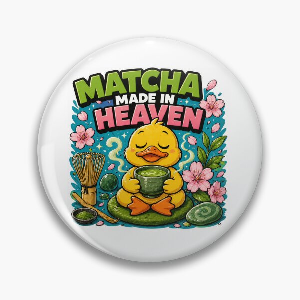 Item preview, Matcha Made in Heaven - Cute Zen Duck & Cherry Blossom Art designed and sold by BrewmarkStudio.